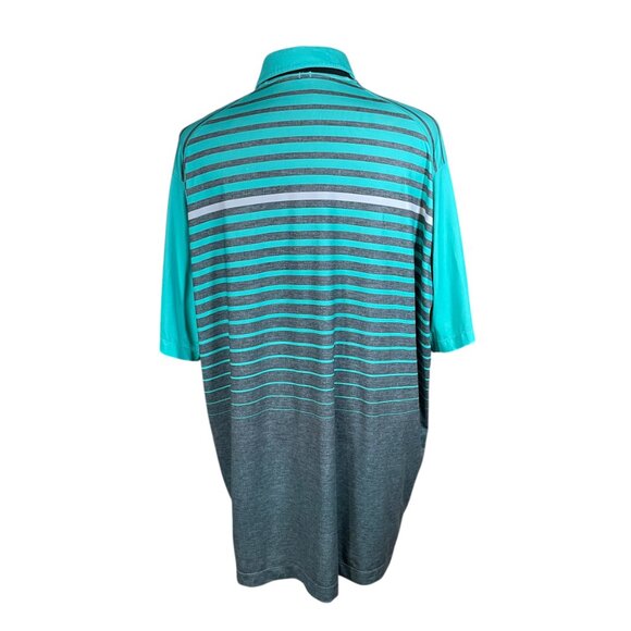 Nike Golf Tour Performance Mens Dri-Fit Teal Striped Short Sleeve Polo Shirt 2XL - Picture 5 of 9